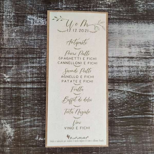 menù matrimonio ecofriendly in carta piantabile ecofattoart